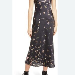 All Saints Black Slip Maxi Dress Spaghetti Strap Cocktail